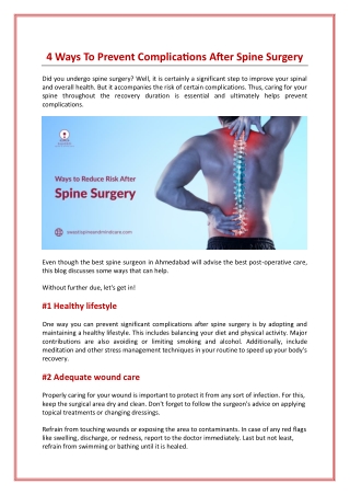 4 Effective Tips to Prevent Complications After Spine Surgery