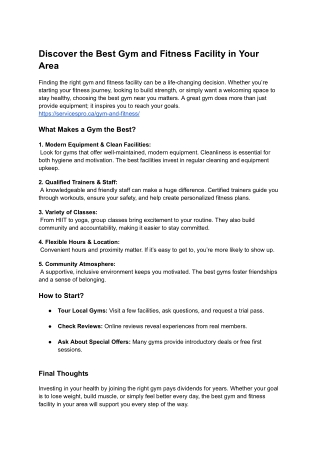 Discover the Best Gym and Fitness Facility in Your Area