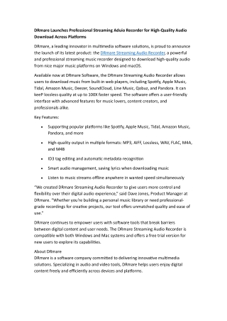 Introducing DRmare Streaming Music Recorder – The All-in-one Music Downloader