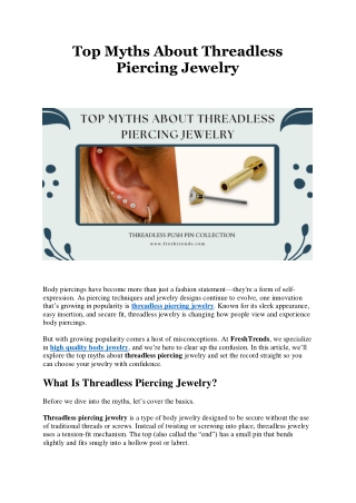 Top Myths About Threadless Piercing Jewelry