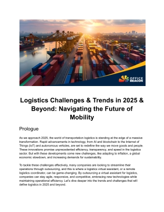 Logistics Challenges & Trends In 2025 & Beyond_ Navigating the Future of Mobility