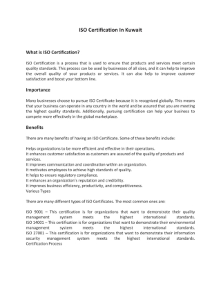 ISO Certification - Kuwait