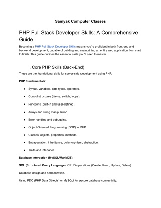 php full stack developer skills