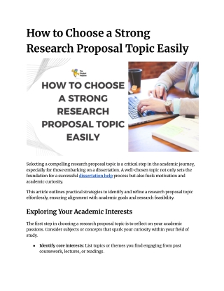 How to Choose a Strong Research Proposal Topic Easily