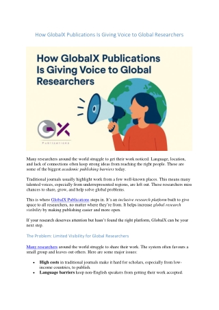 How GlobalX Publications Is Giving Voice to Global Researchers