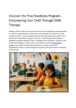 Discover the Prep Readiness Program: Empowering Your Child Through Child Therapy