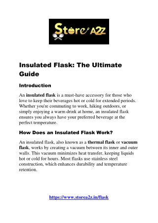 Insulated Flask – Keep Your Drinks Hot or Cold Anytime, Anywhere