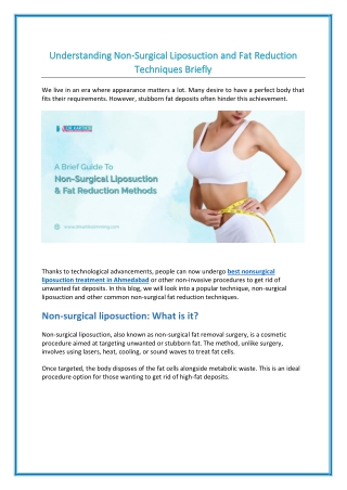 Understanding Non-Surgical Liposuction and Fat Reduction Options