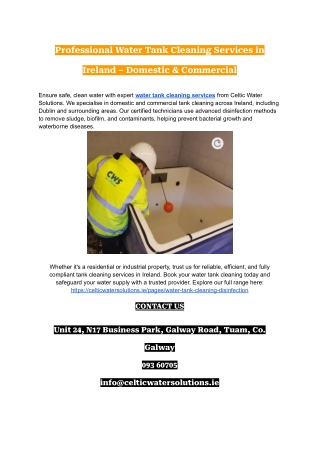 Professional Water Tank Cleaning Services in Ireland – Domestic & Commercial