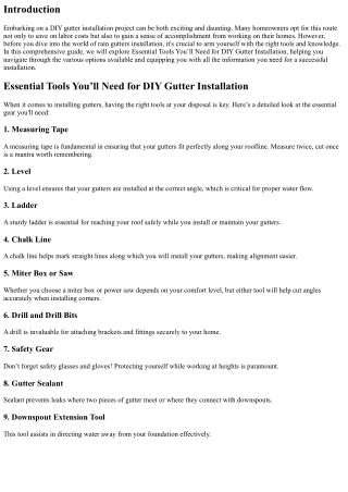 Essential Tools You’ll Need for DIY Gutter Installation