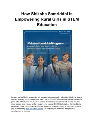 How Shiksha Samriddhi Is Empowering Rural Girls in STEM Education