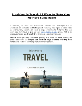 Eco-Friendly Travel_ 12 Ways to Make Your Trip More Sustainable