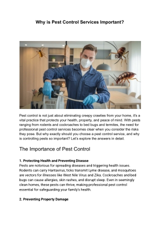 Why is Pest Control Services Important