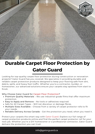 Durable Carpet Floor Protection by Gator Guard