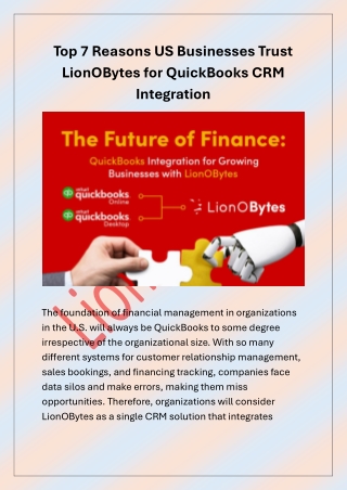 Top 7 Reasons US Businesses Trust LionOBytes for QuickBooks CRM Integration