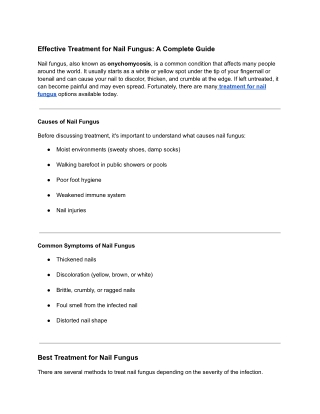 Effective Treatment for Nail Fungus