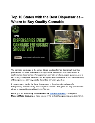 Where to Buy Quality Cannabis Top 10 Dispensaries Across America