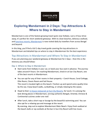 Exploring Mandarmani in 2 Days_ Top Attractions & Where to Stay in Mandarmani