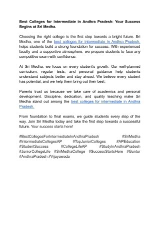 Best Colleges for Intermediate in Andhra Pradesh_ Sri Medha