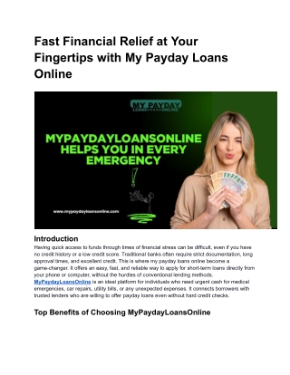 Need funds now? Apply today at mypaydayloansonline