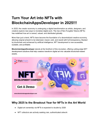 Turn Your Art into NFTs with BlockchainAppsDeveloper in 2025!!!