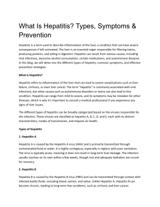 What Is Hepatitis_ Types, Symptoms & Prevention