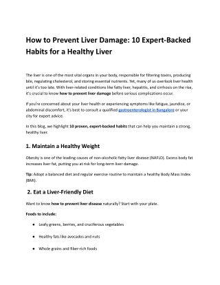 How to Prevent Liver Damage_ 10 Expert-Backed Habits for a Healthy Liver
