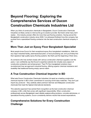 Beyond Flooring_ Exploring the Comprehensive Services of Ducon Construction Chemicals Industries Ltd