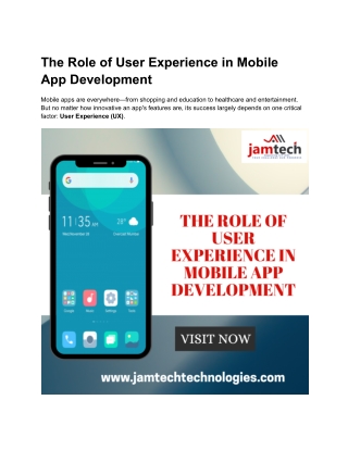 The Role of User Experience in Mobile App Development