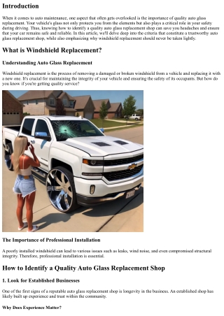 How to Identify a Quality Auto Glass Replacement Shop