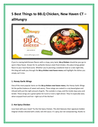5 Best Things to BB.Q Chicken, New Haven CT - allHungry