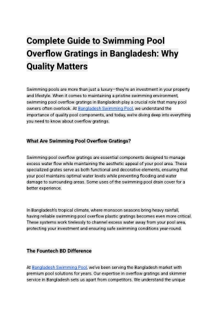 Complete Guide to Swimming Pool Overflow Gratings in Bangladesh_ Why Quality Matters