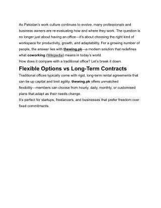 Thewing.pk vs Traditional Offices_ Which is Better for Your Business_ Writer_ Munnazir Zarin