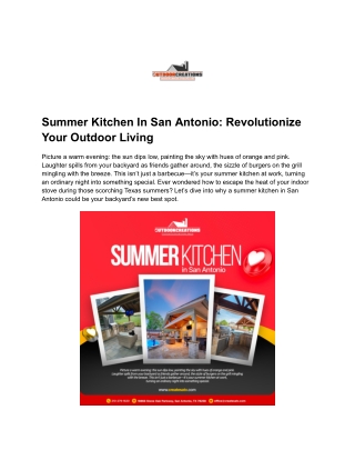 Summer Kitchen In San Antonio- Revolutionize Your Outdoor Living