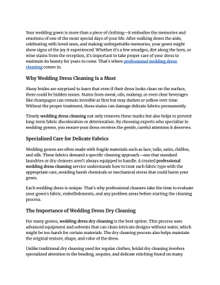 Professional Wedding Dress Cleaning | Expert Wedding Dress Dry Cleaning Services