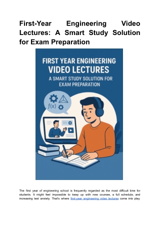 First-Year Engineering Video Lectures A Smart Study Solution for Exam Preparation