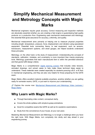 Simplify Mechanical Measurement and Metrology Concepts with Magic Marks