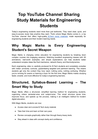 Top YouTube Channel Sharing Study Materials for Engineering Students