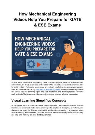 How Mechanical Engineering Videos Help You Prepare for GATE & ESE Exams