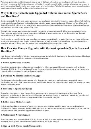 Remain Updated with the most recent Sports News and Headings