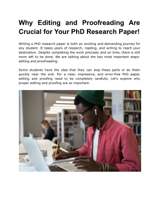 Why Editing and Proofreading Are Crucial for Your PhD Research Paper!