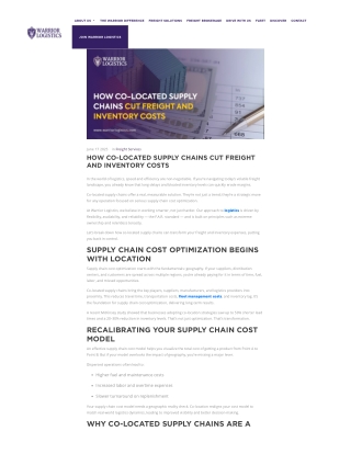 How Co-located Supply Chains Cut Freight and Inventory Costs