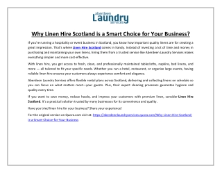 Why Linen Hire Scotland is a Smart Choice for Your Business