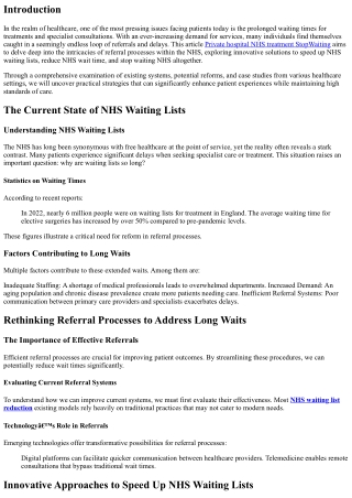 Rethinking Referral Processes to Address Long Waits