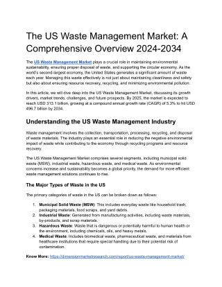 The US Waste Management Market_ A Comprehensive Overview 2024-2034