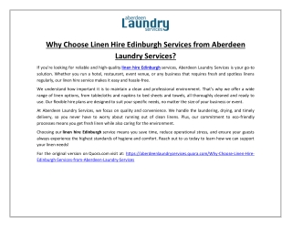 Why Choose Linen Hire Edinburgh Services from Aberdeen Laundry Services?