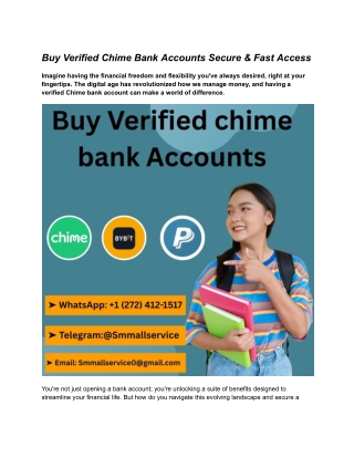 Buy Verified Chime Bank Accounts Secure & Fast Access