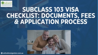 Subclass 103 Visa Checklist Documents, Fees & Application Process