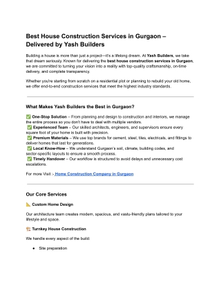 House Construction Services in Gurgaon