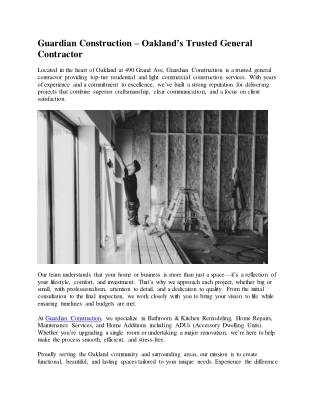 Guardian Construction – Oakland’s Trusted General Contractor
